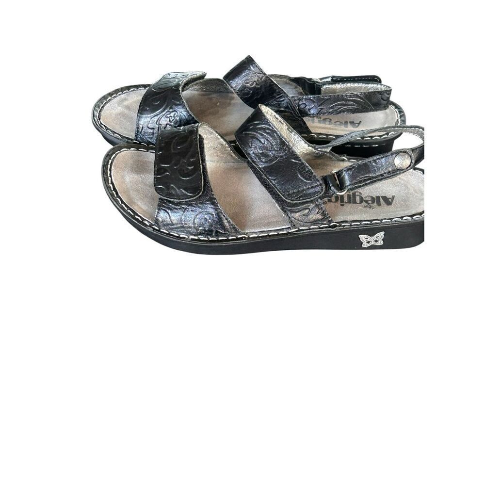 Alegria Verona Black Embossed Leather Sling Back Comfort Sandals 39